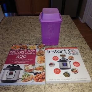 2 Instant Pot Books & Purple Tupperware